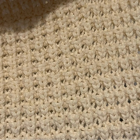 Trina Turk turtle neck knit cotton top vest cream shiny pullover size S - Picture 6 of 9